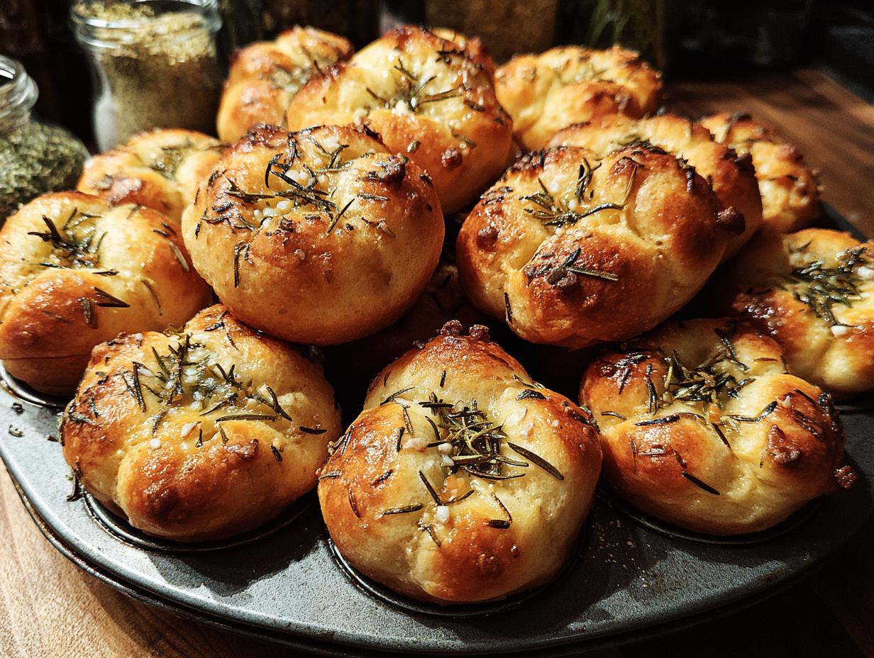 Amazing Garlic Rosemary Focaccia Muffins - Garlic Rosemary Focaccia Muffins - additional detail