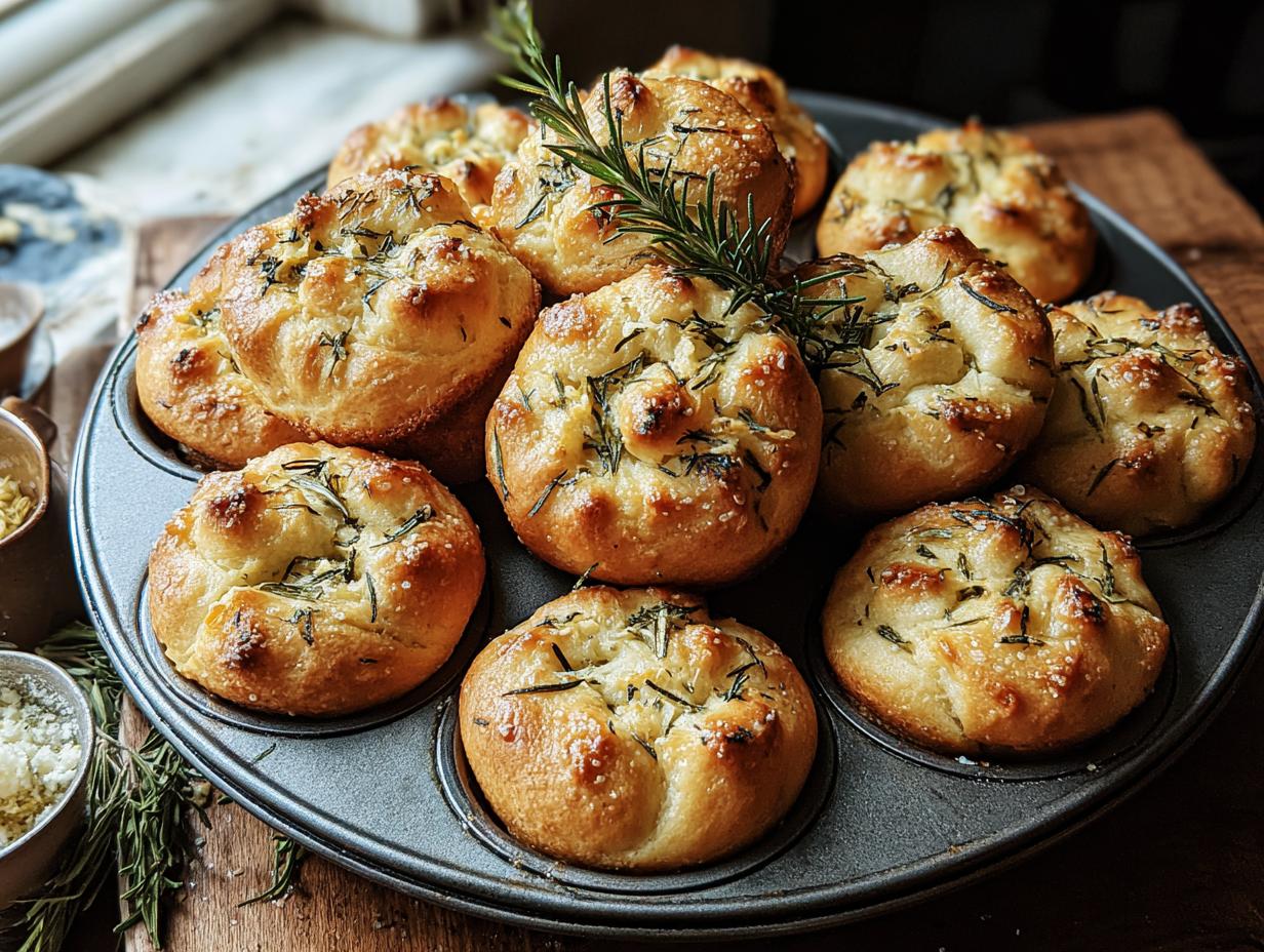 Amazing Garlic Rosemary Focaccia Muffins - Garlic Rosemary Focaccia Muffins - additional detail