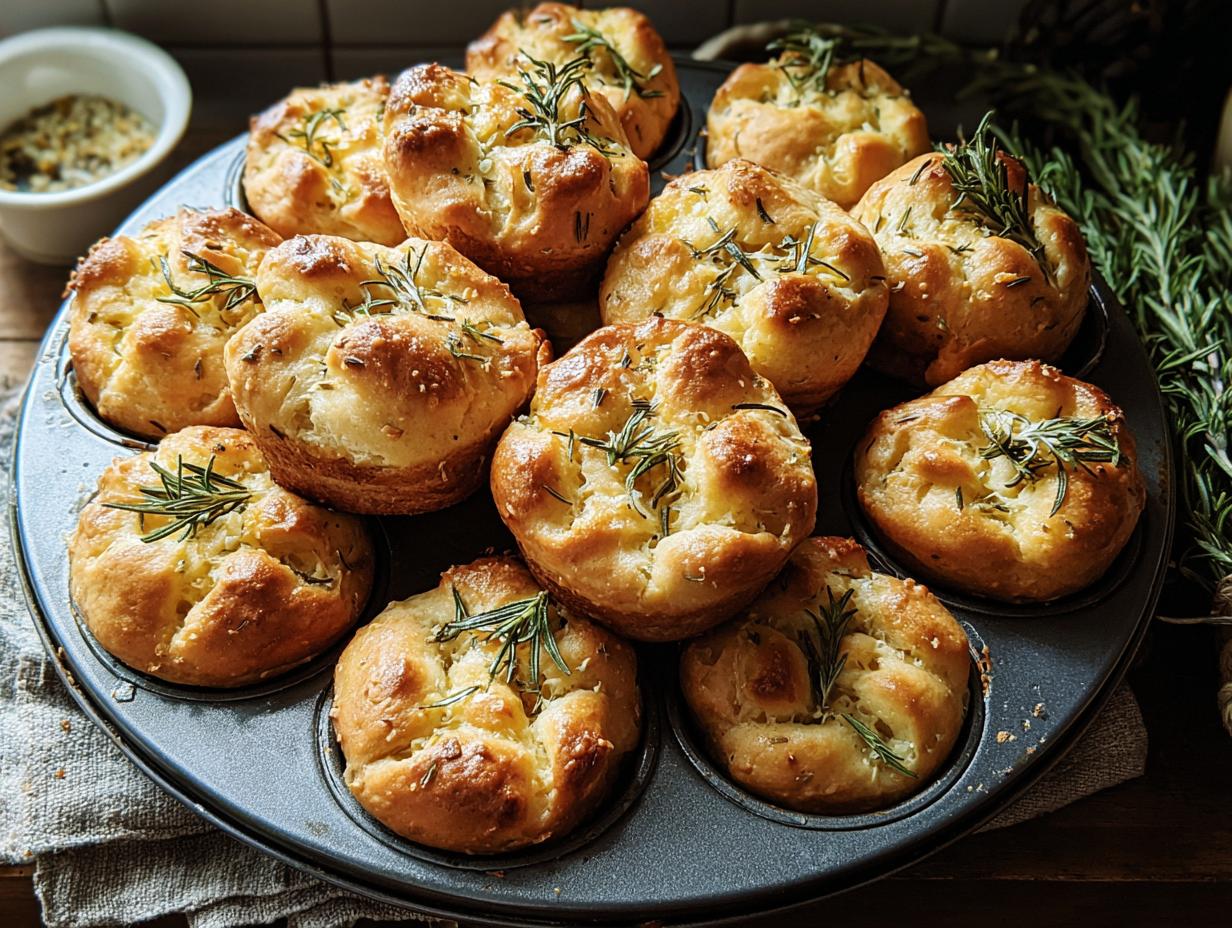 Garlic Rosemary Focaccia Muffins