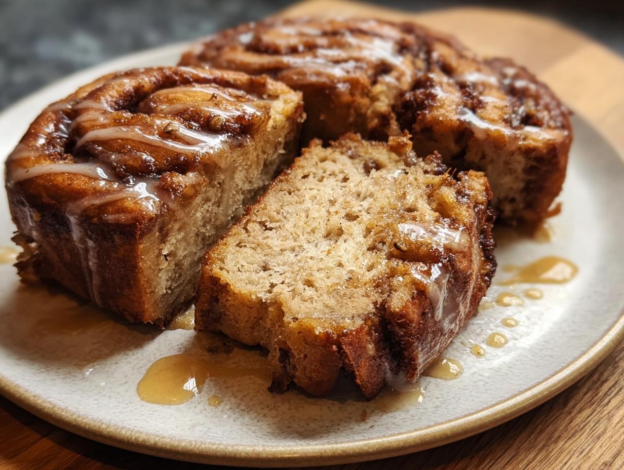 Sensational Banana Bread Cinnamon Rolls - close-up of a swirl