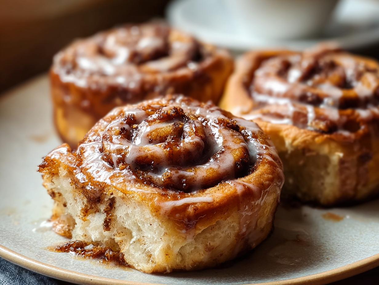 Sensational Banana Bread Cinnamon Rolls - close-up of the glaze