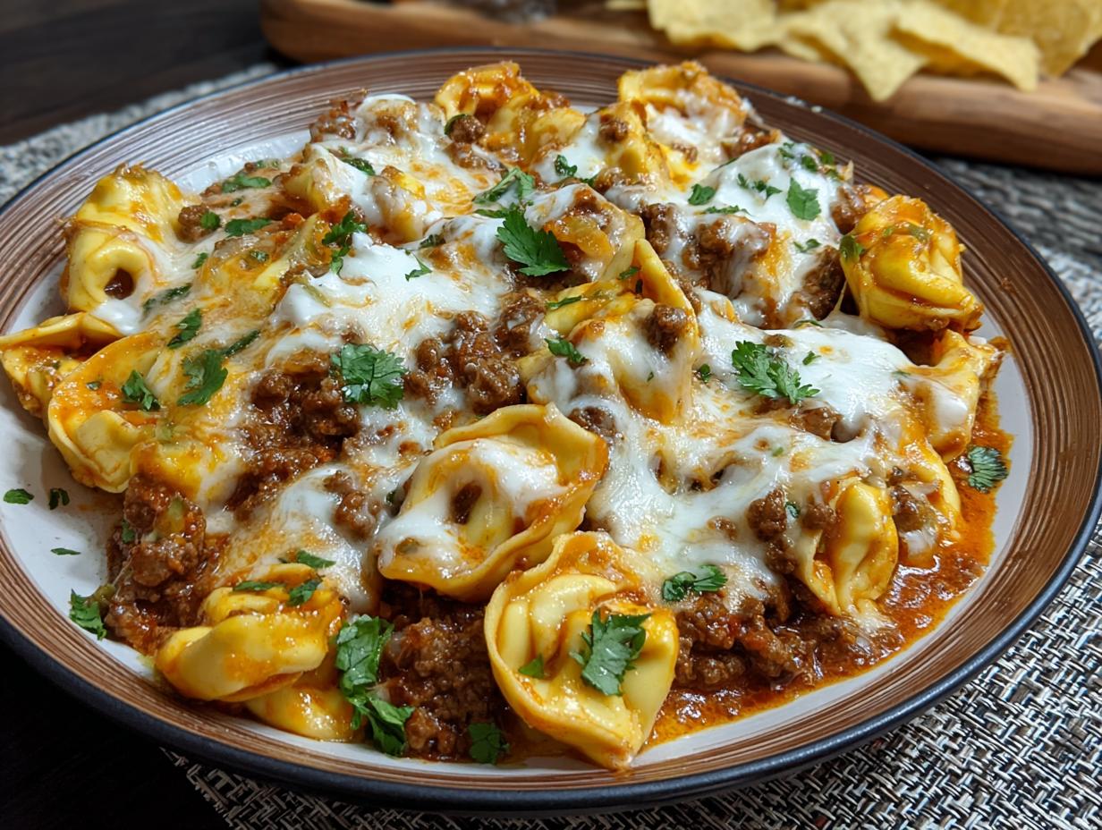 Cheesy Beef Enchilada Tortellini