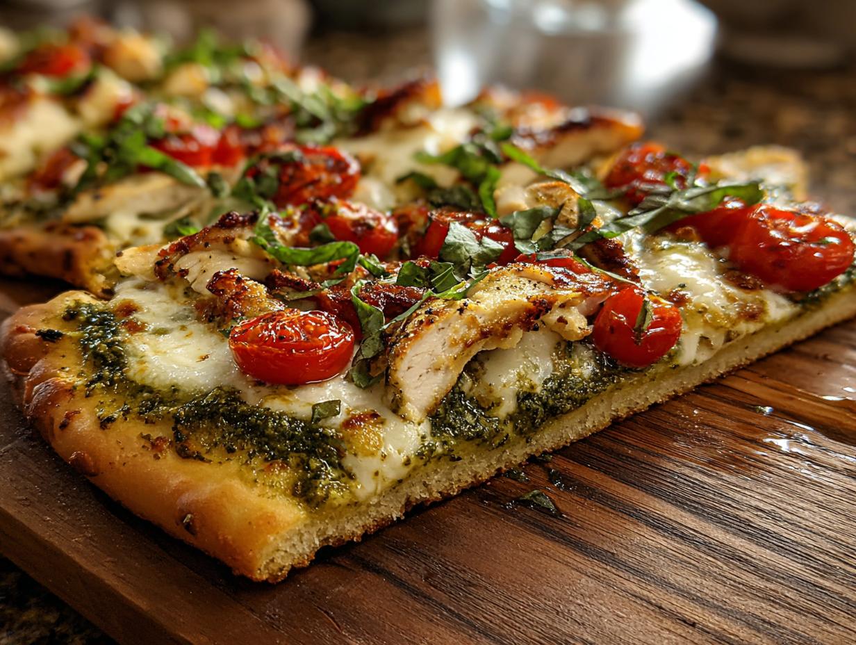 Chicken Pesto Flatbread: 10-Minute Magic - Chicken Pesto Flatbread - additional detail