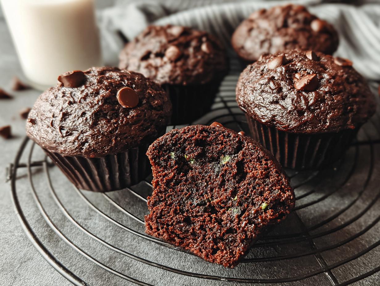 Melted Double Chocolate Zucchini Muffins: 9 Sins - Double Chocolate Zucchini Muffins - additional detail