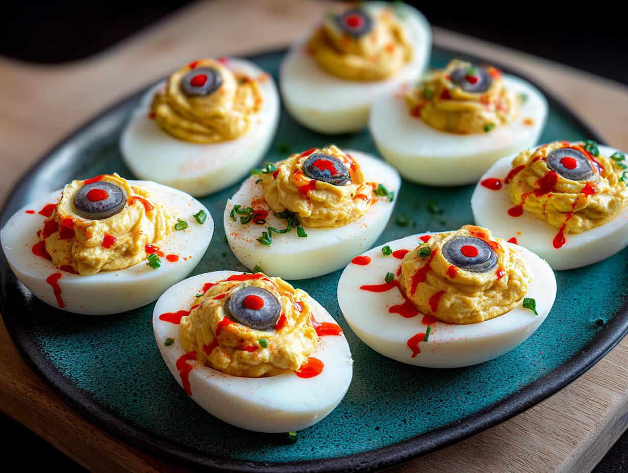 Spooky Eyeball Deviled Eggs: Ghoulishly Delicious Fun - Eyeball Deviled Eggs - main visual representation
