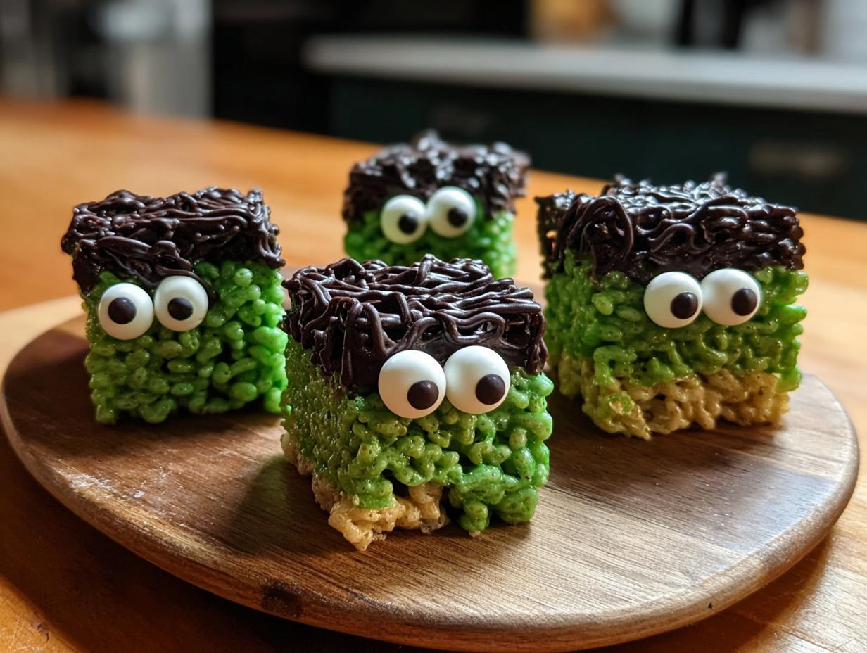 Frankenstein Rice Krispie Treats: Easy Spooky Fun - Frankenstein Rice Krispie Treats - additional detail