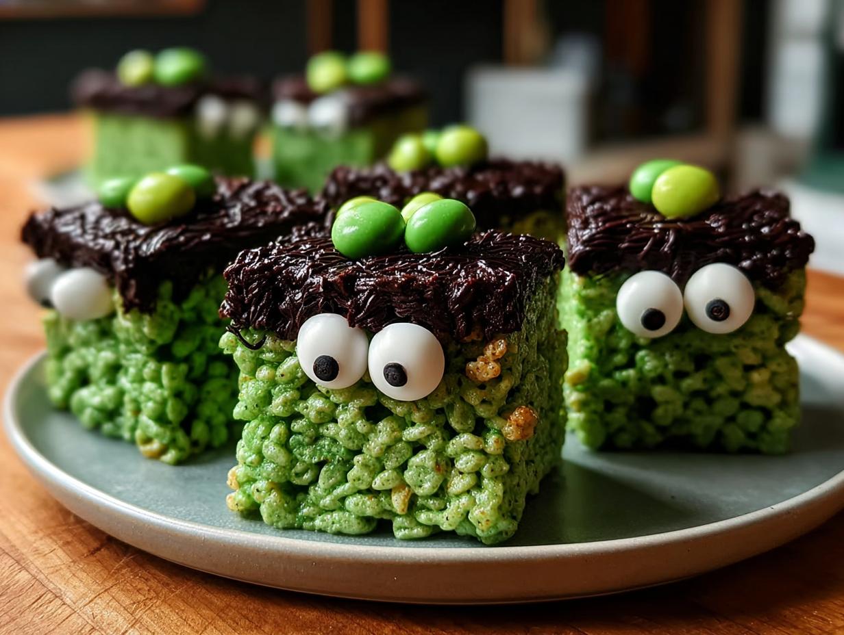 Frankenstein Rice Krispie Treats: Easy Spooky Fun - Frankenstein Rice Krispie Treats - additional detail