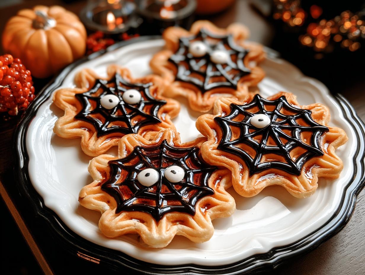 Halloween Spider Web Waffles