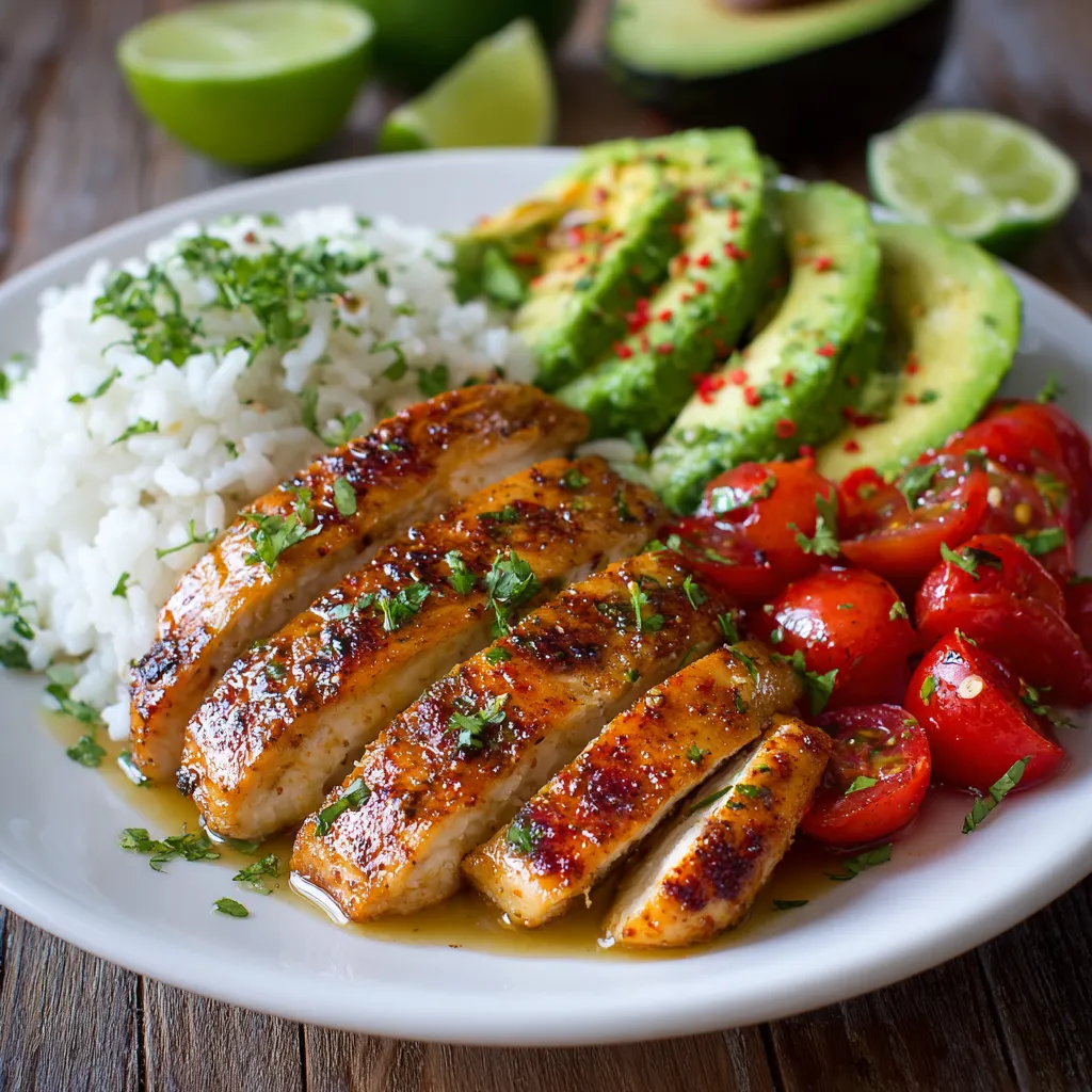 Honey Lime Chicken and Avocado Rice Stack: Amazing 5-Min