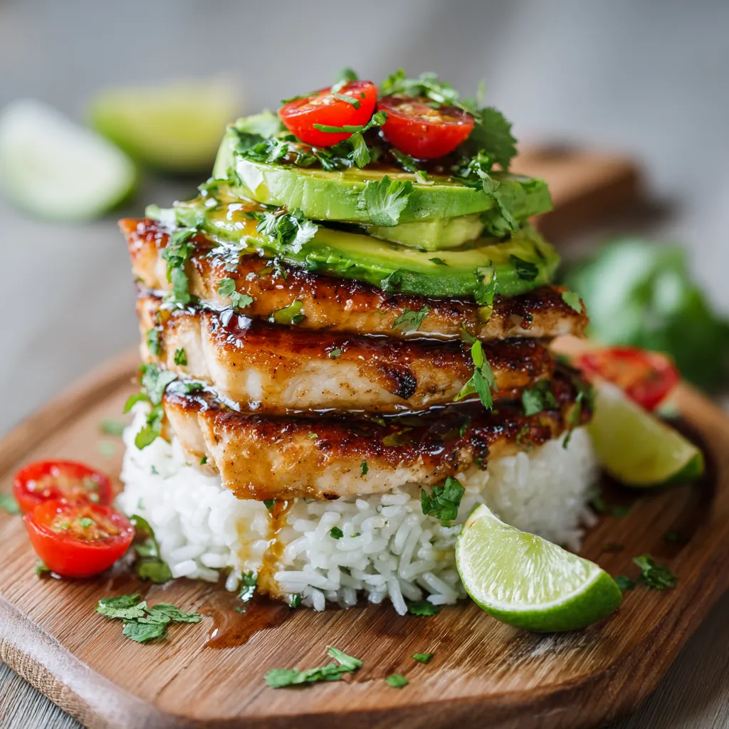 Honey Lime Chicken and Avocado Rice Stack: Amazing 5-Min 7 Honey Lime Chicken and Avocado Rice Stack: Amazing 5-Min
