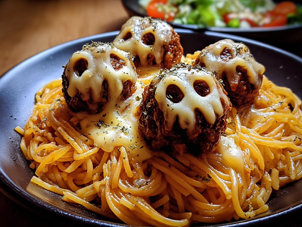 Spooky Spaghetti Cheesy Monster