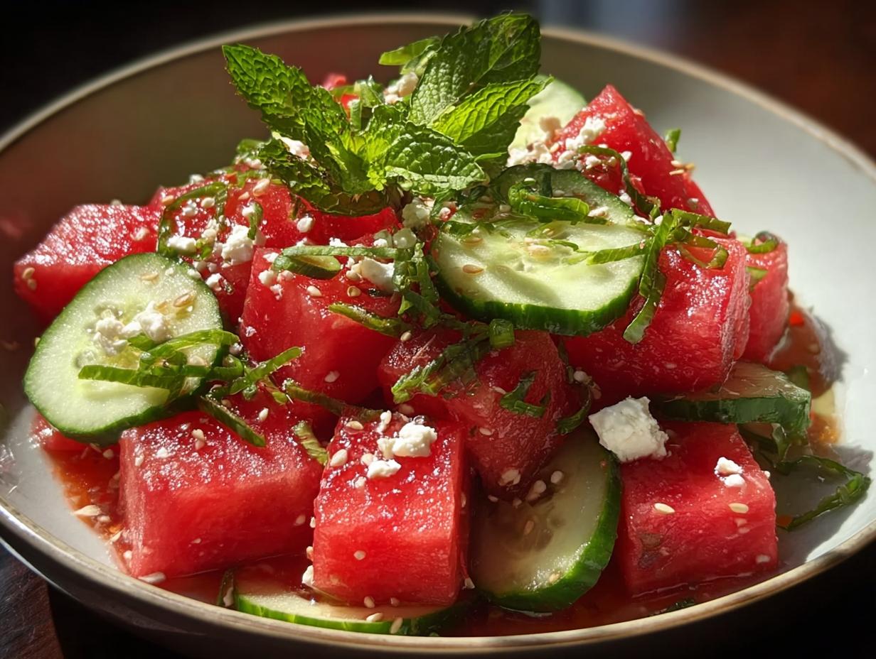 Watermelon Cucumber Salad: 4 Refreshing Bites - Watermelon Cucumber Salad - additional detail