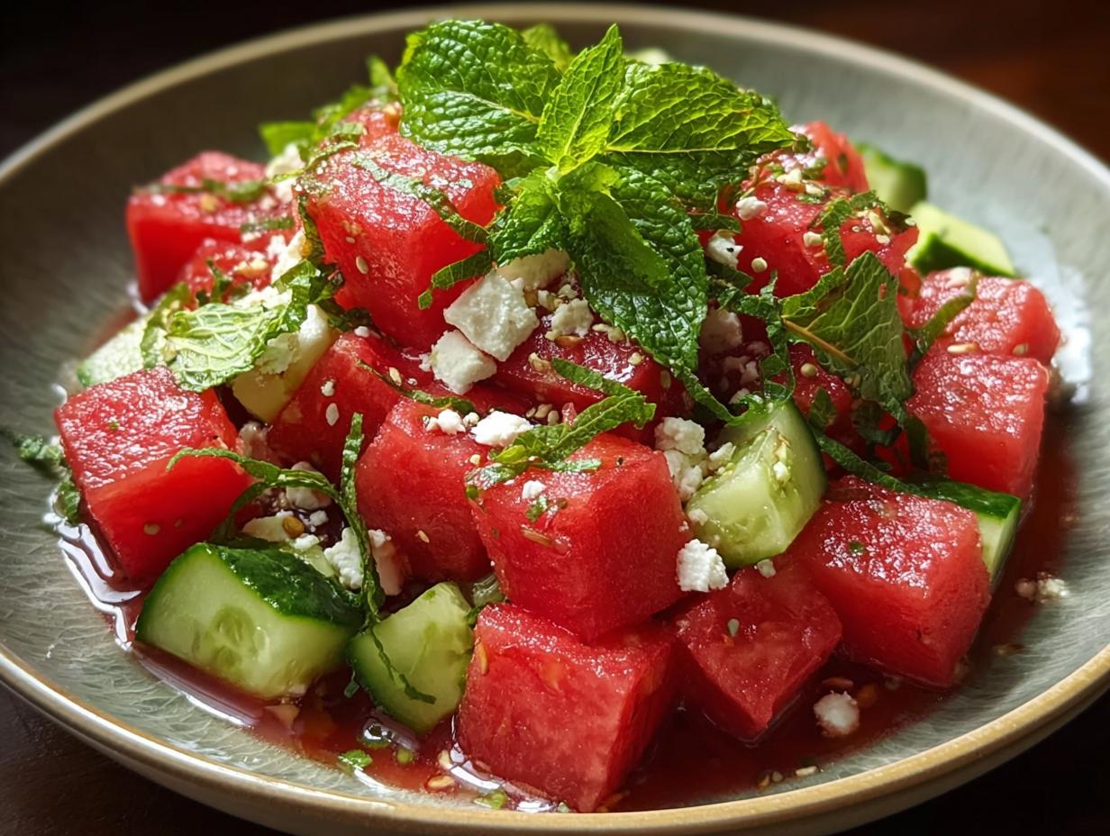 Watermelon Cucumber Salad: 4 Refreshing Bites - Watermelon Cucumber Salad - additional detail