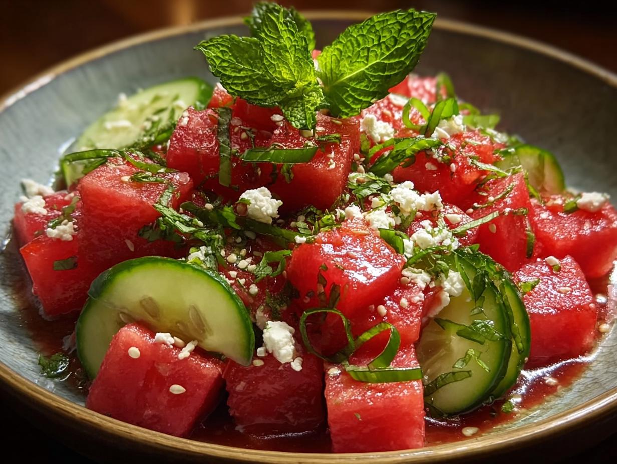 Watermelon Cucumber Salad