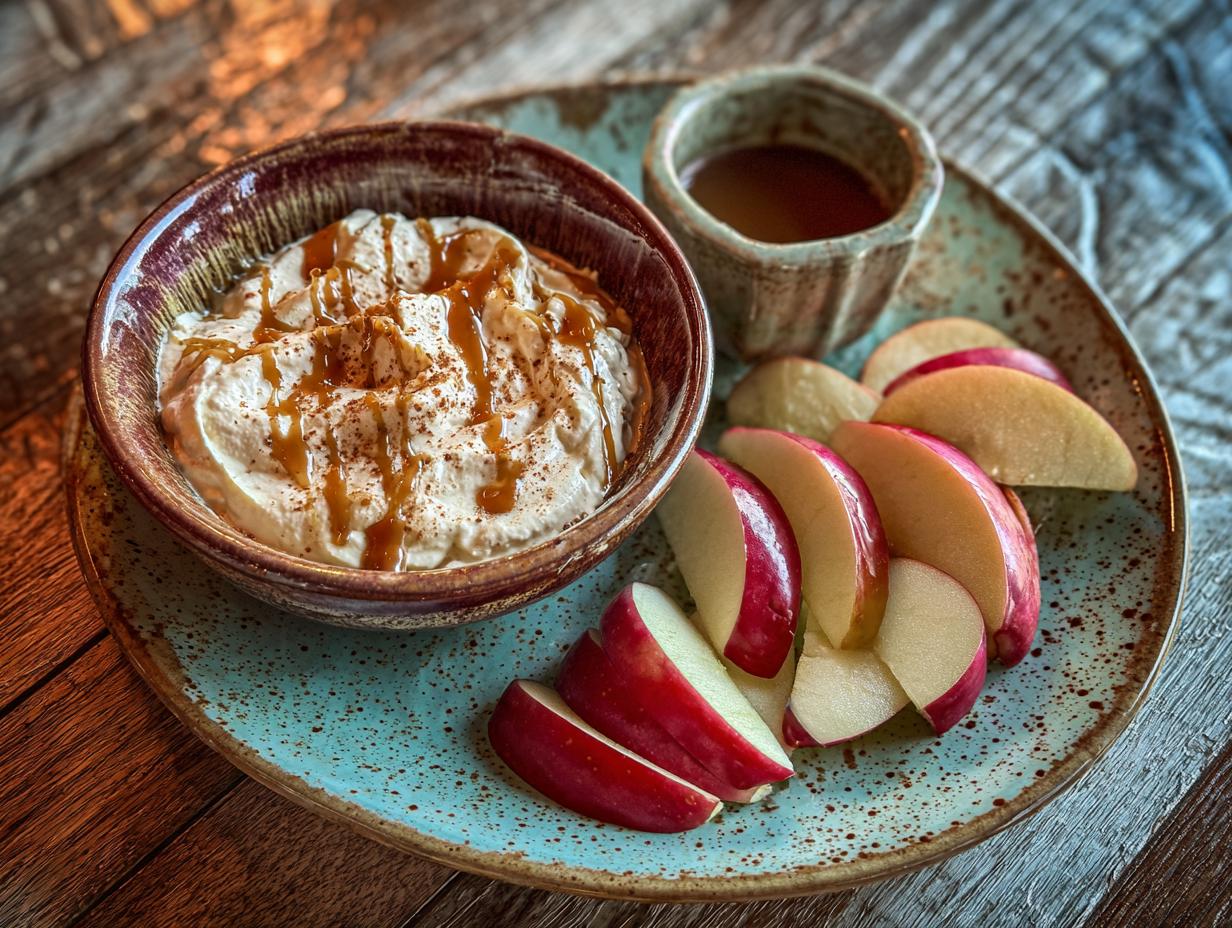Amazing Caramel Cream Cheese Apple Dip 2 Ways - Caramel Cream Cheese Apple - main visual representation