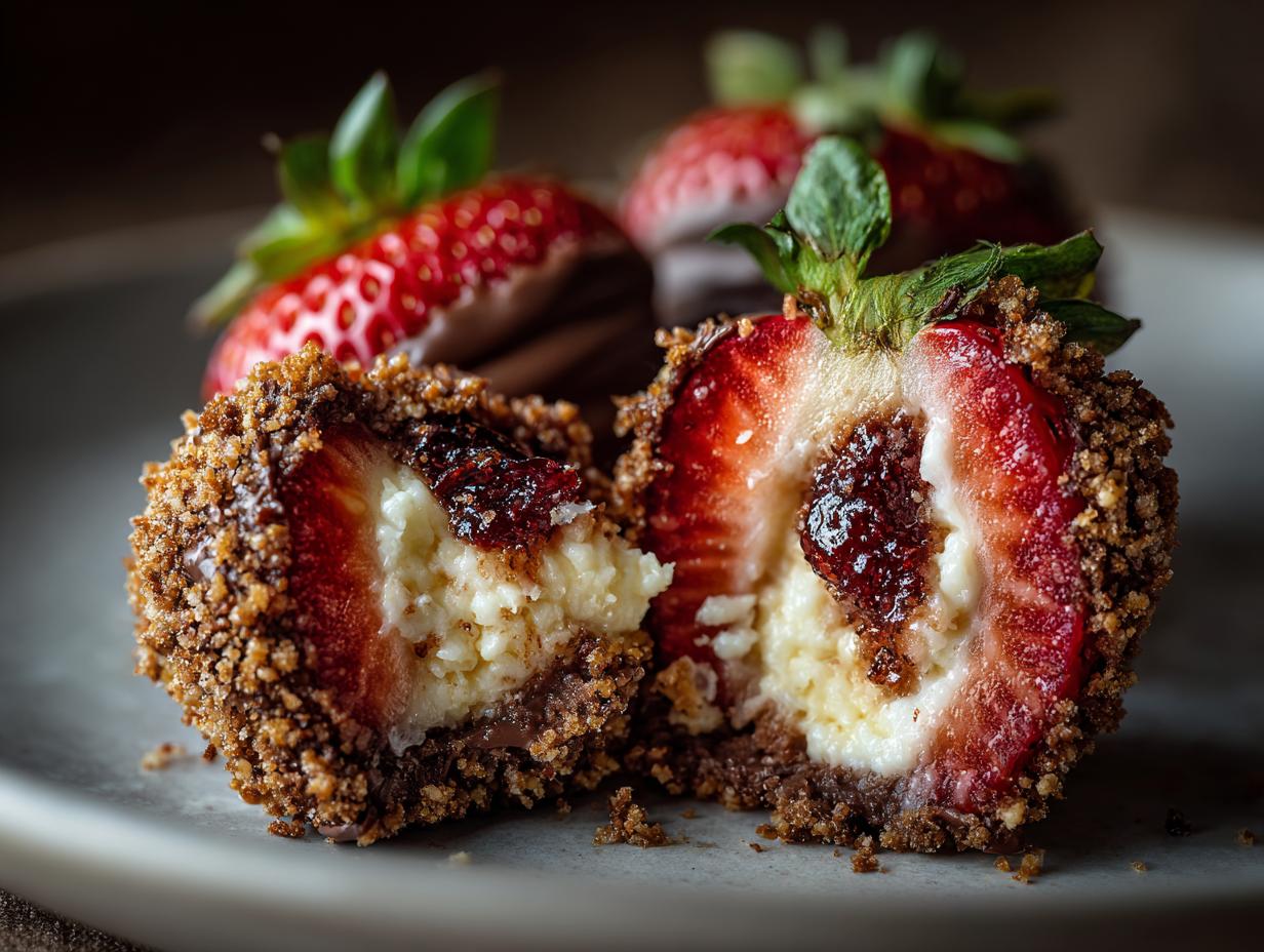 Chocolate Cheesecake Stuffed Strawberries