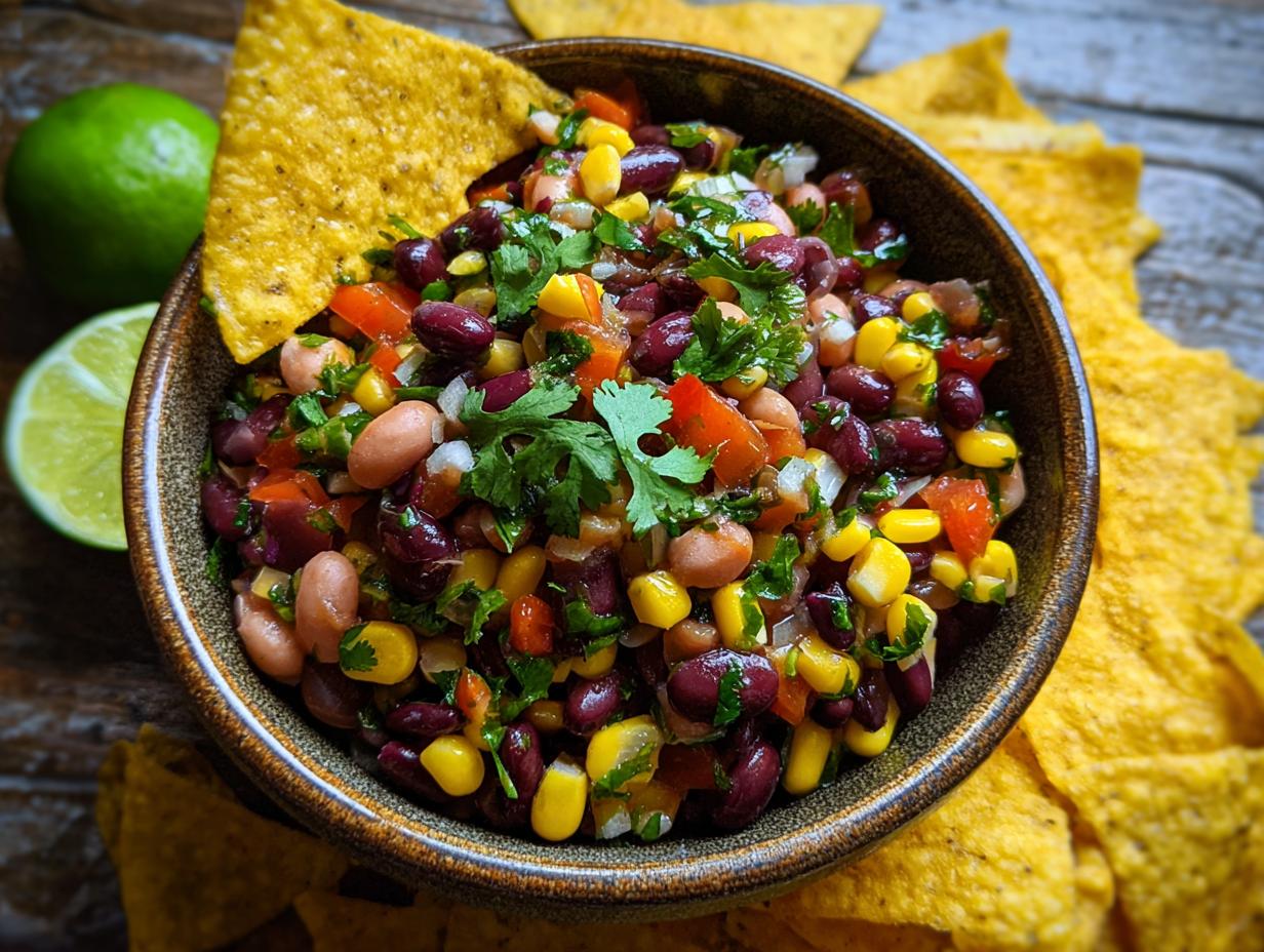Cowboy Caviar: Best Flavorful Dip Recipe - Cowboy Caviar served with tortilla chips