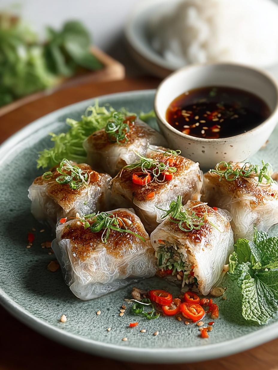 Crispy Rice Paper Dumplings with Garlic Ginger Kick 5 Crispy Rice Paper Dumplings with Garlic Ginger Kick - Crispy Rice Paper Dumplings - additional detail