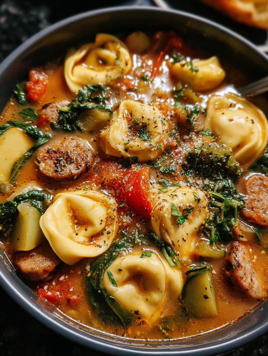 Crockpot Sausage Tortellini Soup
