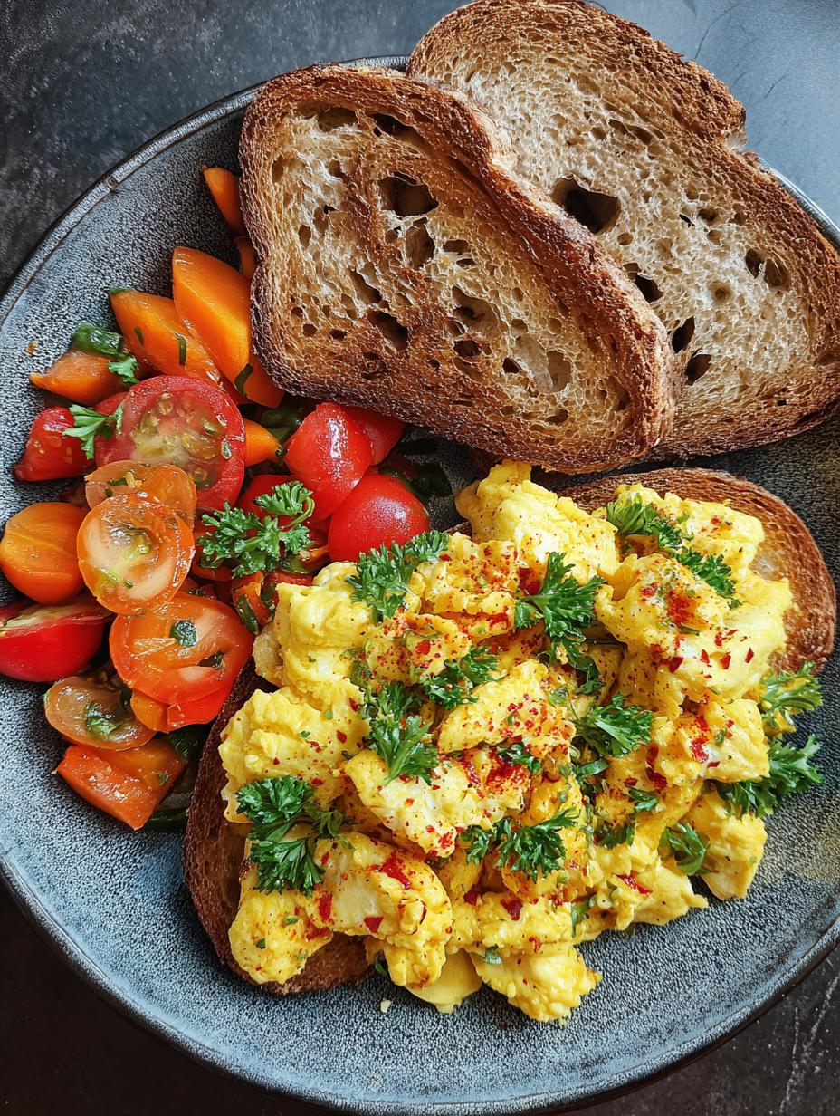Fluffy Scrambled Eggs Toast: Heavenly 20-Min Breakfast - Sautéed vegetables for fluffy scrambled eggs toast