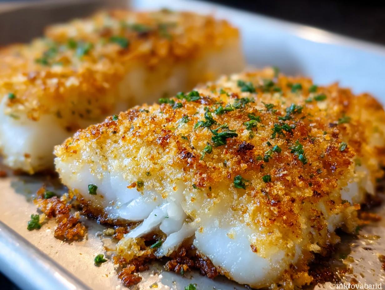 Garlic Parmesan Crusted Halibut: 1 Easy Recipe - Garlic Parmesan Crusted Halibut - additional detail