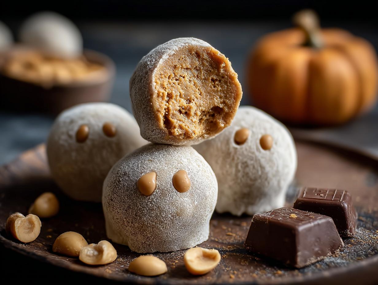 Ghostly Peanut Butter Balls: 1 Easy Spooky Treat - Ghostly Peanut Butter Balls - additional detail