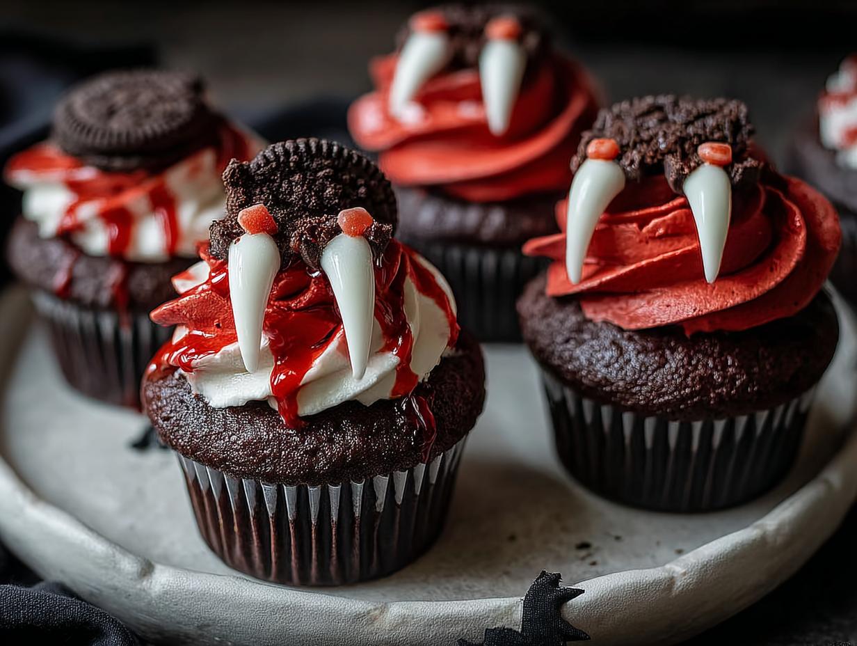 Spooky Halloween Vampire Bite Cupcakes Recipe - Halloween Vampire Bite Cupcakes - additional detail