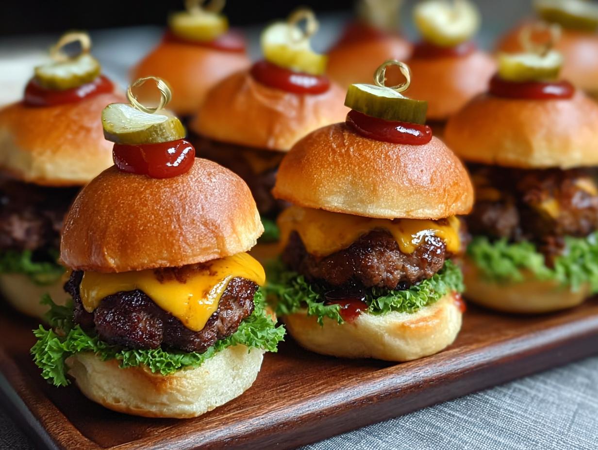 Mini Cheeseburger Sliders: 12 Awesome Party Bites - Mini Cheeseburger Sliders - main visual representation