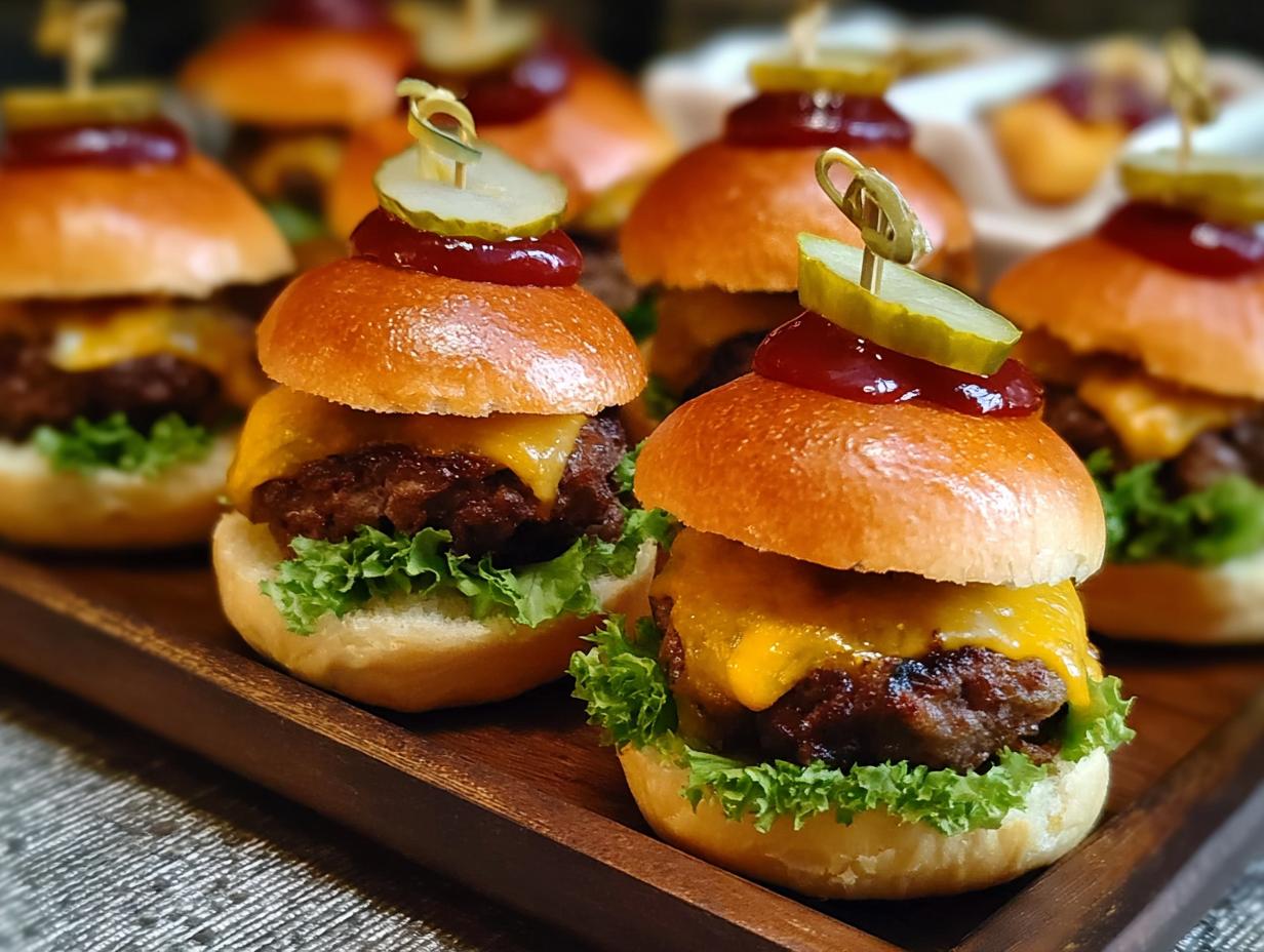 Mini Cheeseburger Sliders: 12 Awesome Party Bites - Mini Cheeseburger Sliders - additional detail