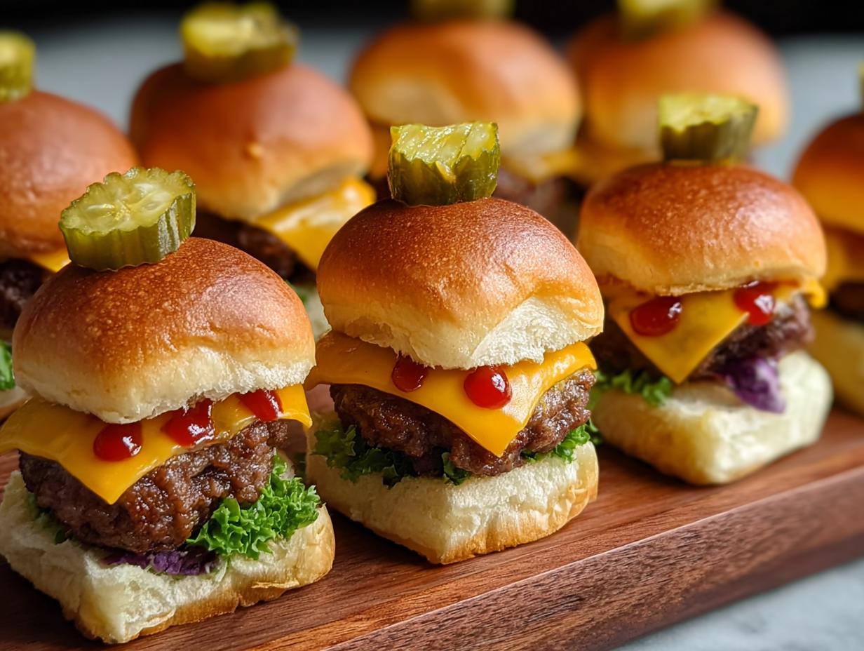 Mini Cheeseburger Sliders: 12 Awesome Party Bites - Mini Cheeseburger Sliders - additional detail