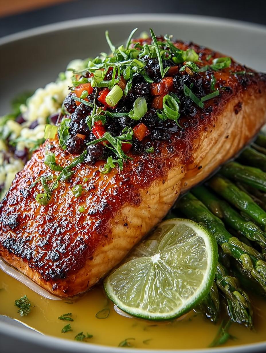 Miso Salmon with Black Rice and Coconut Cucumber Salad - Miso Salmon with Black - main visual representation