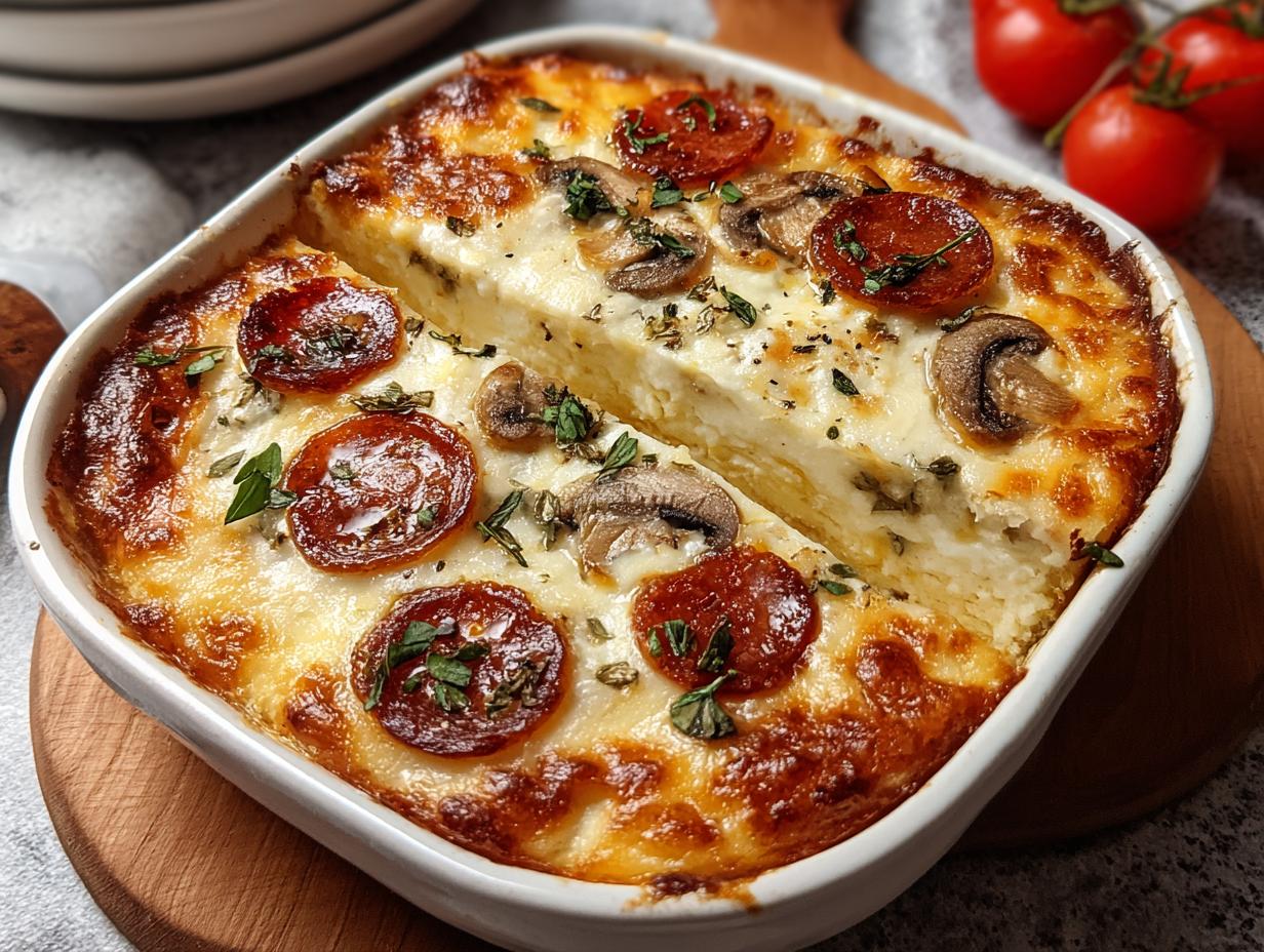 Pizza Cottage Cheese Bake's 1 Amazing Secret 5 Pizza Cottage Cheese Bake's 1 Amazing Secret - Pizza Cottage Cheese Bake - additional detail