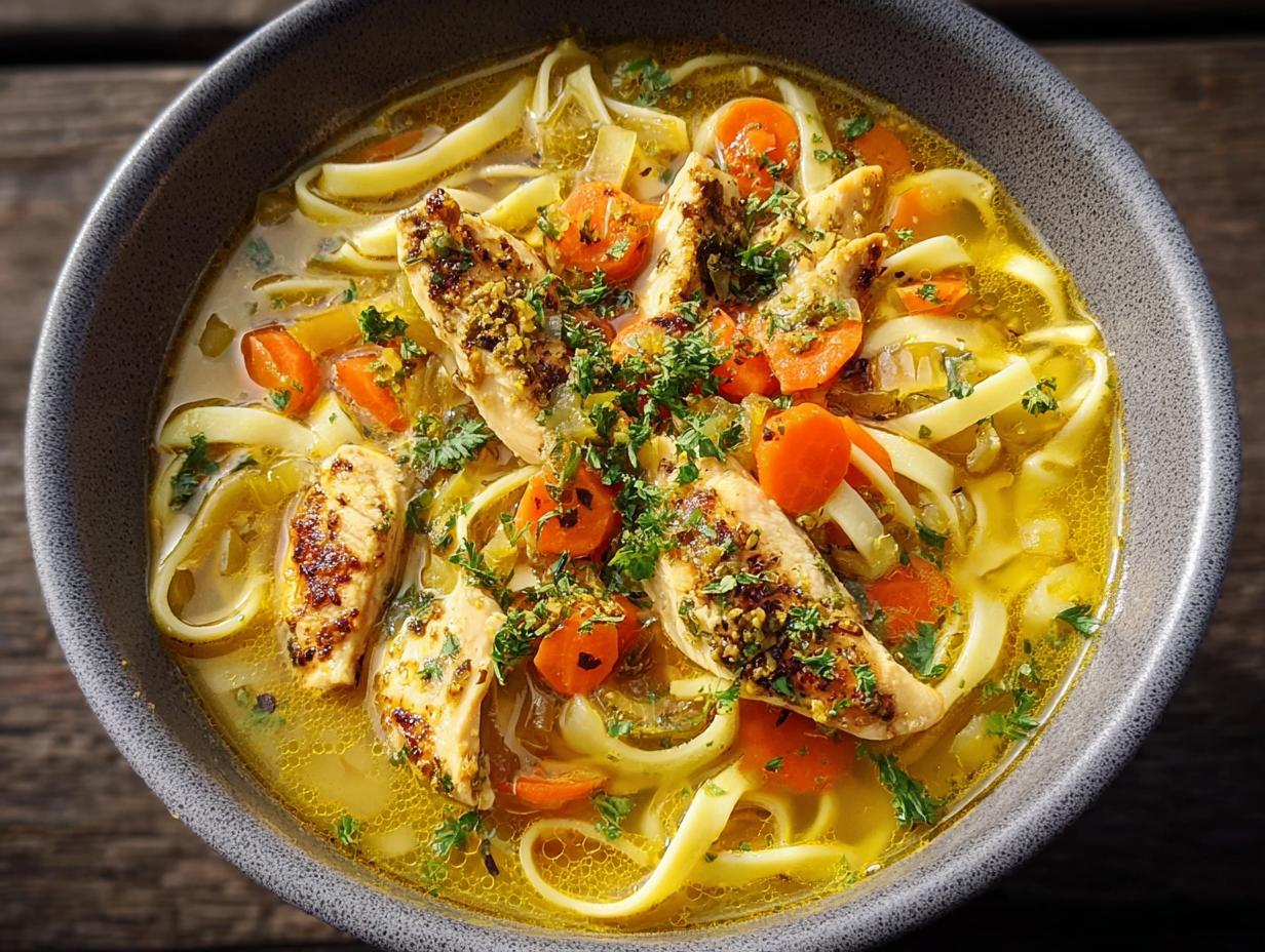 Hearty Vegan Chicken Noodle Soup: 15 Min Prep - Vegan Chicken Noodle Soup - additional detail