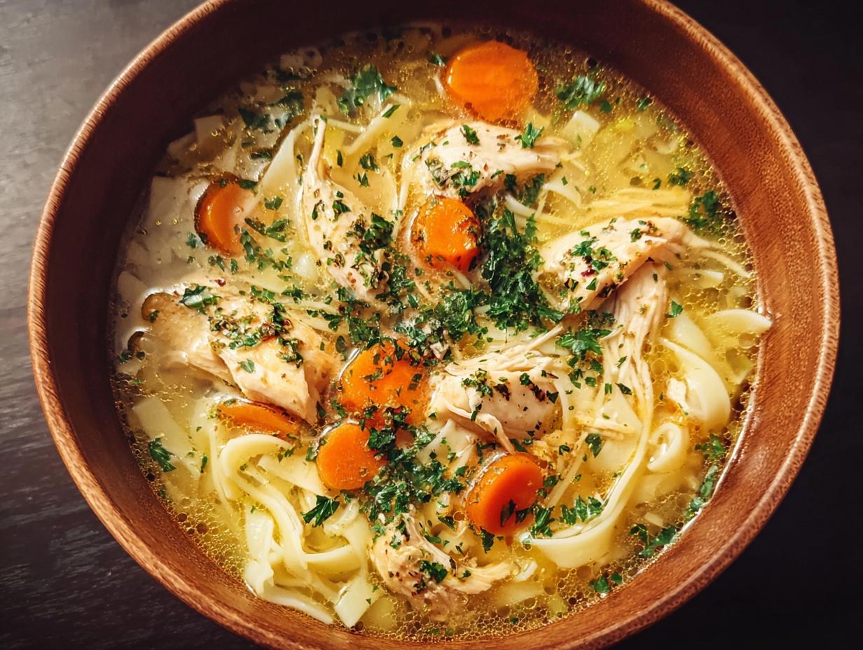 Hearty Vegan Chicken Noodle Soup: 15 Min Prep - Vegan Chicken Noodle Soup - additional detail