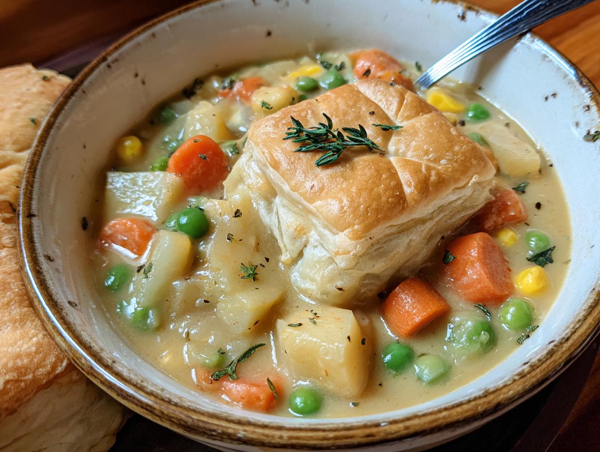 Amazing Veggie Pot Pie Soup Recipe - Ingredients for Veggie Pot Pie Soup laid out