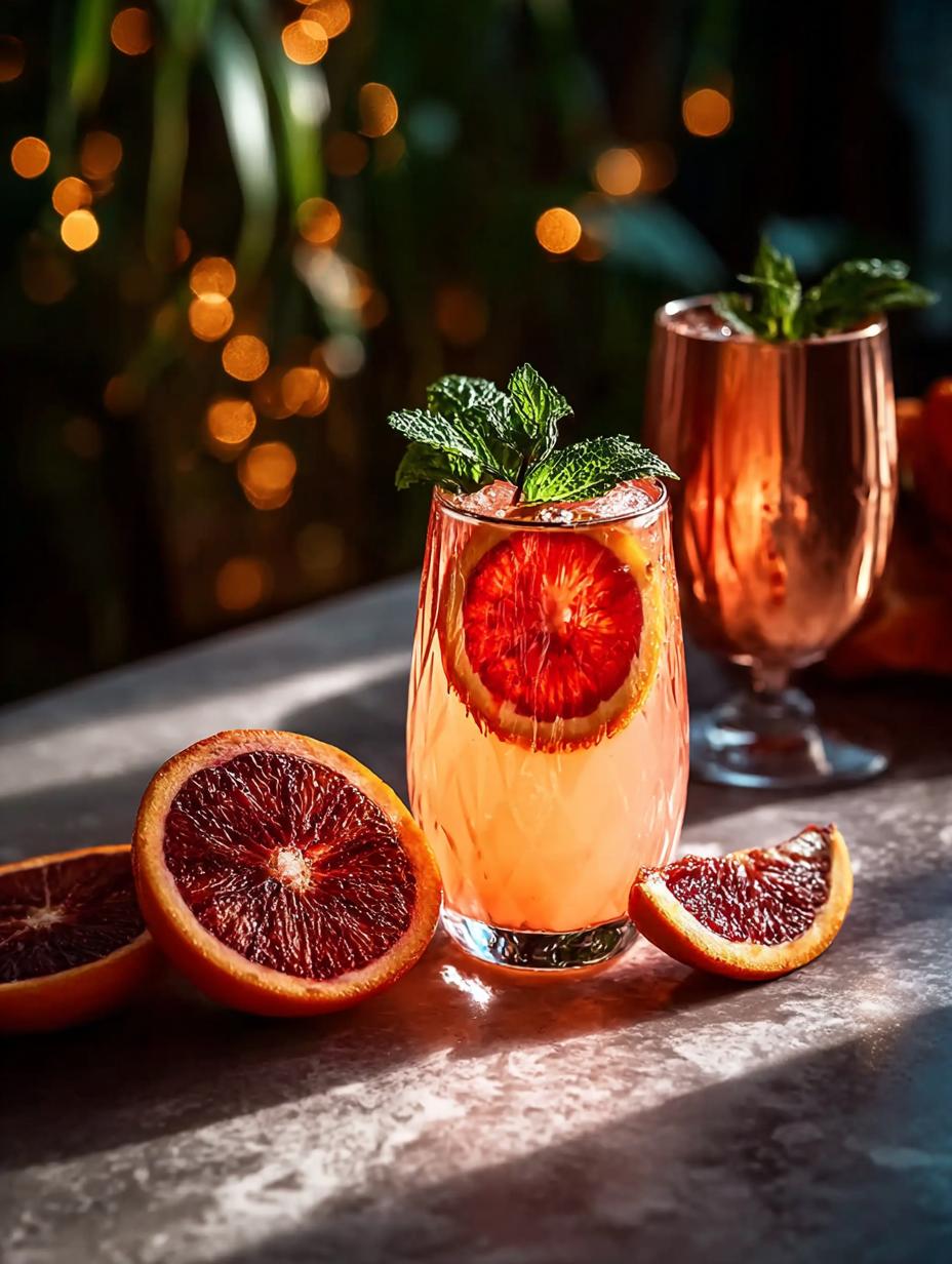 5 Irresistible Blood Orange Champagne Mule Recipes 4 Irresistible Blood Orange Champagne Mule served in a flute with mint garnish