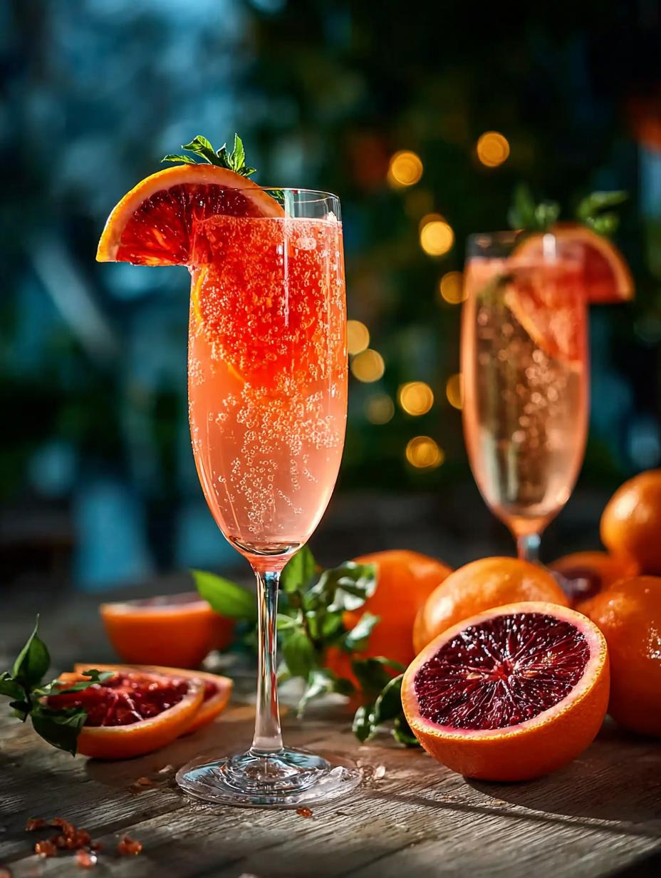 Refreshing Blood Orange Champagne Mule with vibrant colors and mint garnish