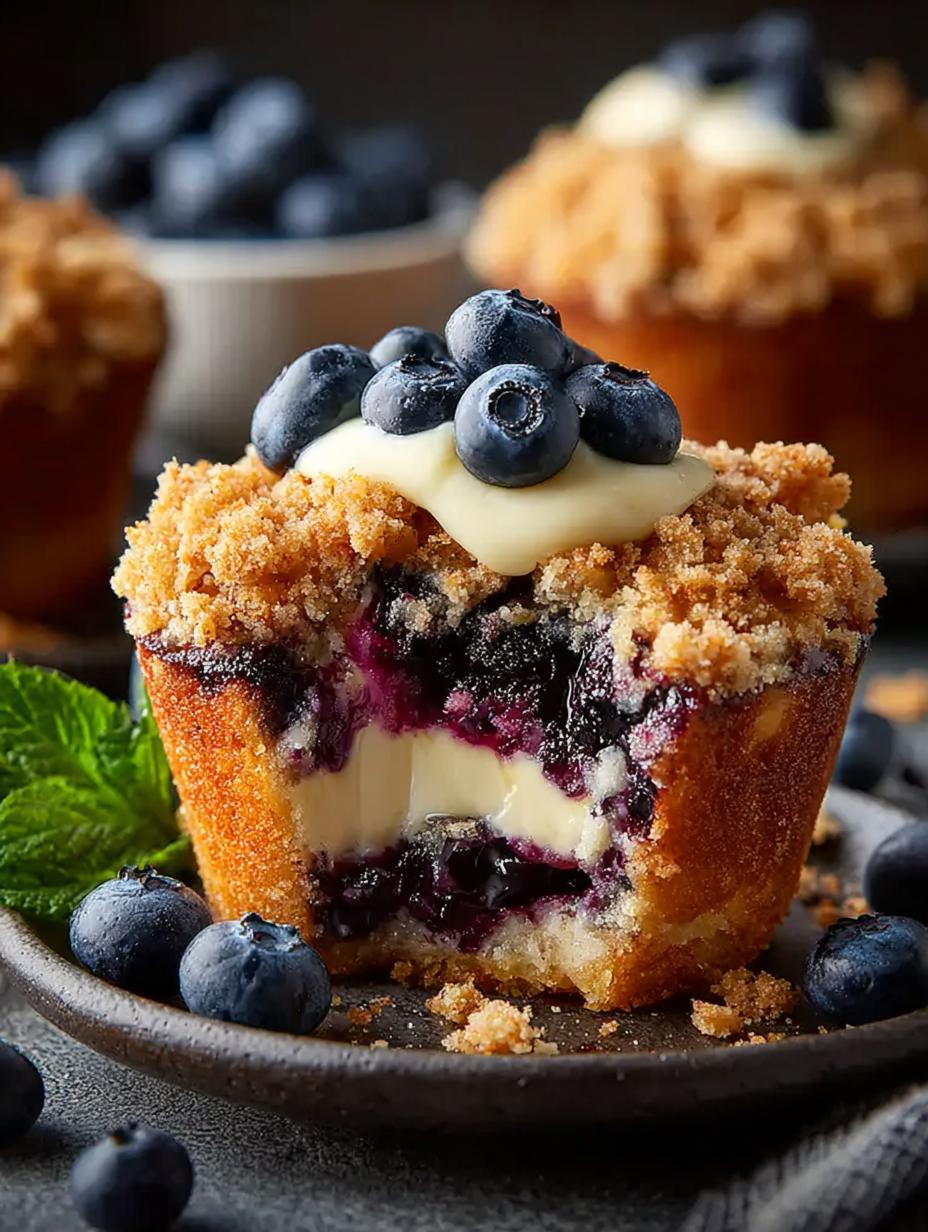 Blueberry Cheesecake Crumble Muffins