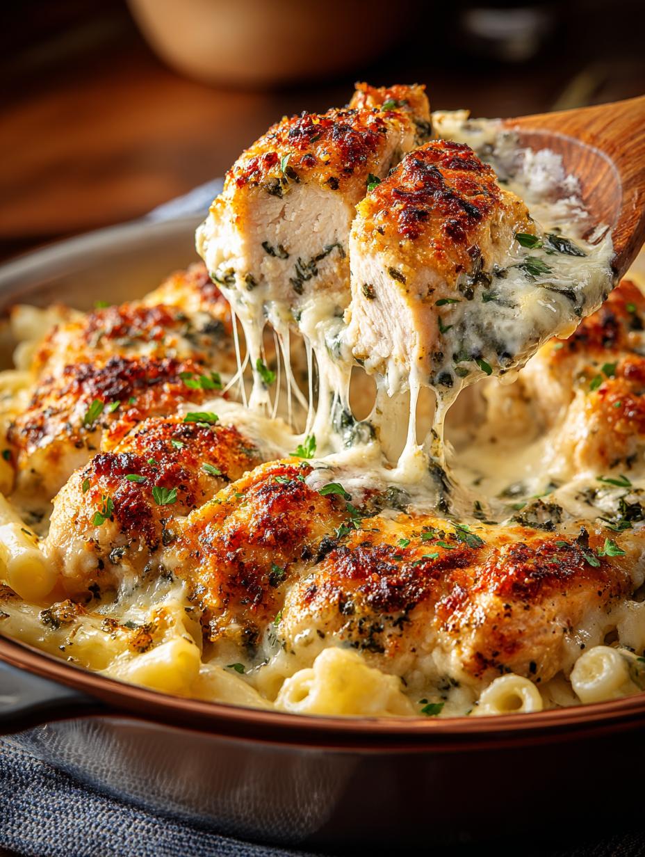 Delicious Cheesy Alfredo Chicken Tender fresh out of the oven