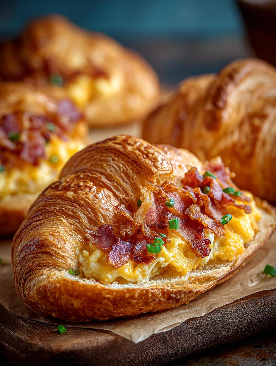 Cheesy Bacon Breakfast Croissant Boats: Ultimate Morning Treats - Cheesy Bacon Breakfast Croissant - additional detail