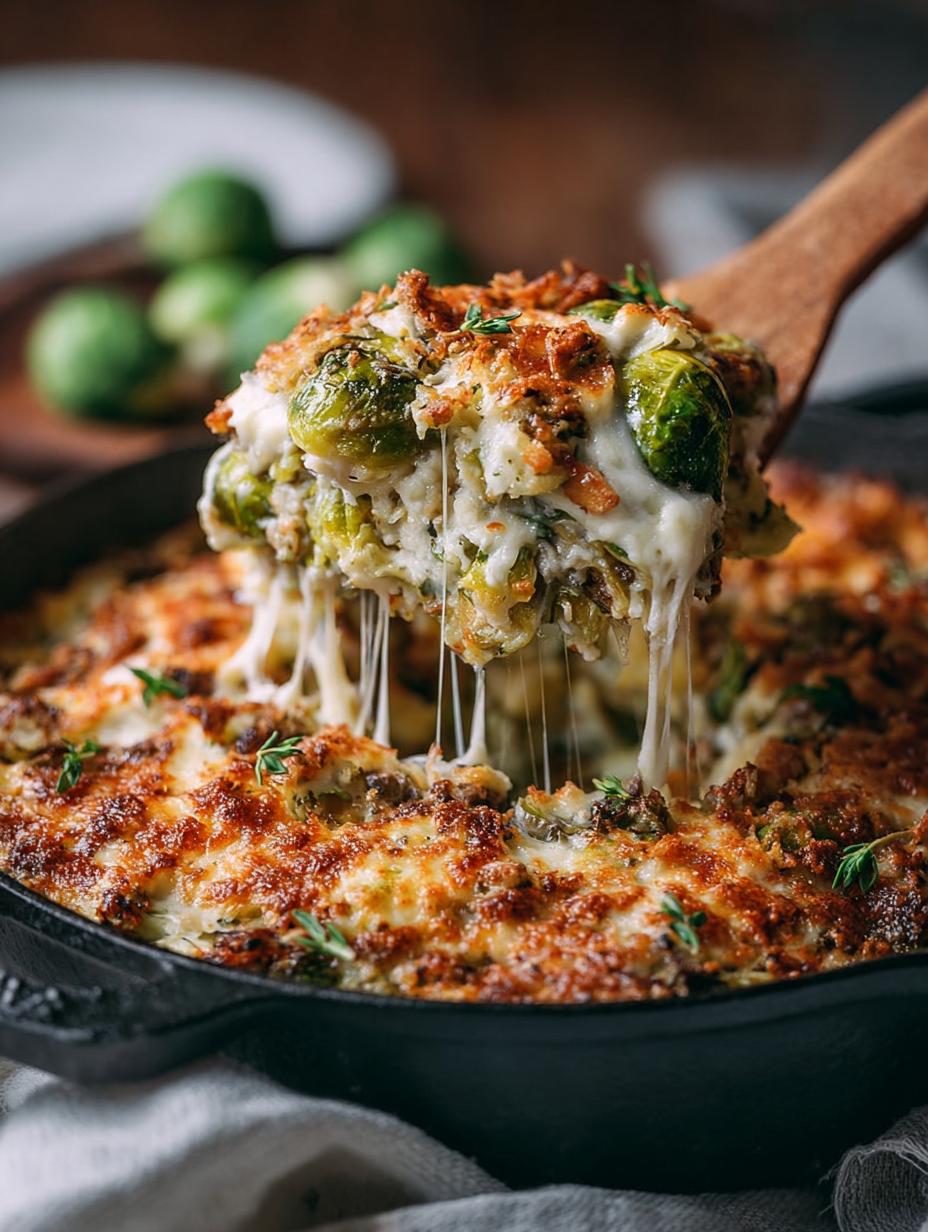 Delicious Cheesy Brussels Sprouts Casserole Recipe - Cheesy Brussels Sprouts Casserole - main visual representation