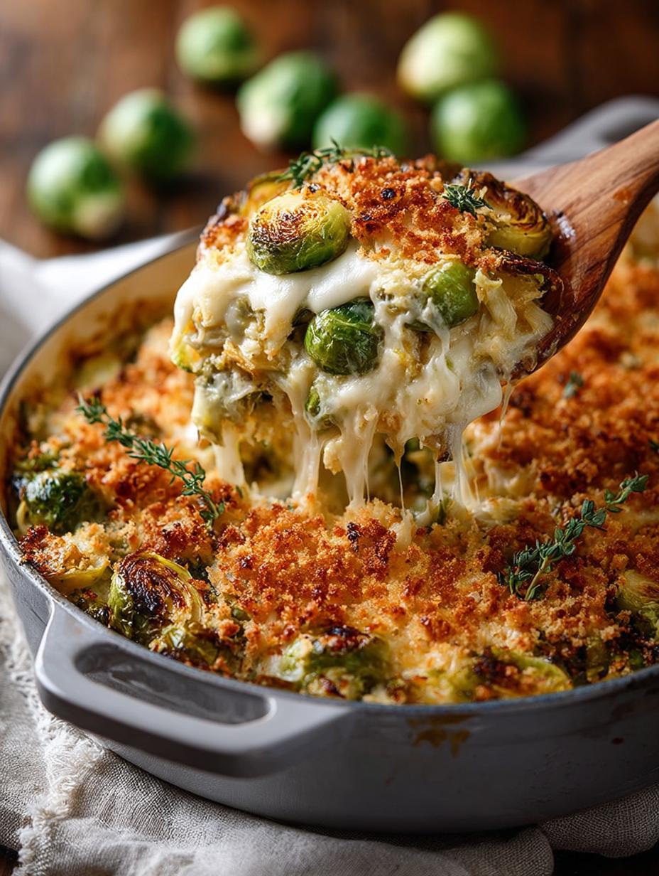 Delicious Cheesy Brussels Sprouts Casserole Recipe - Cheesy Brussels Sprouts Casserole - additional detail