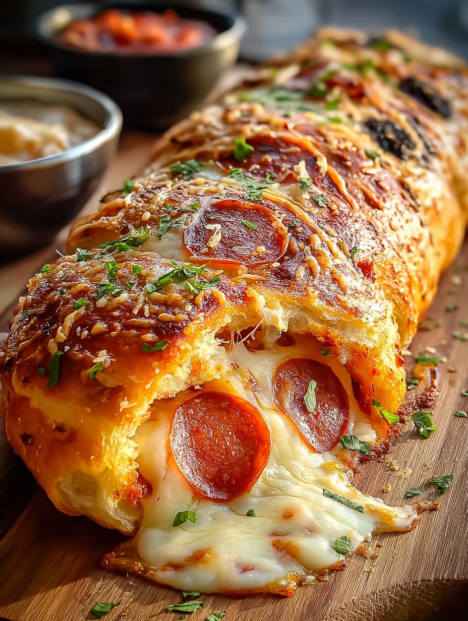 Delicious Cheesy Pepperoni Olive Stromboli Recipe 5 Delicious Cheesy Pepperoni Olive Stromboli Recipe - Cheesy Pepperoni Olive Stromboli - additional detail