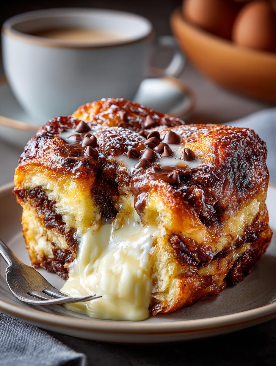 Decadent Chocolate Croissant Breakfast Bake Recipe - Chocolate Croissant Breakfast Bake - additional detail