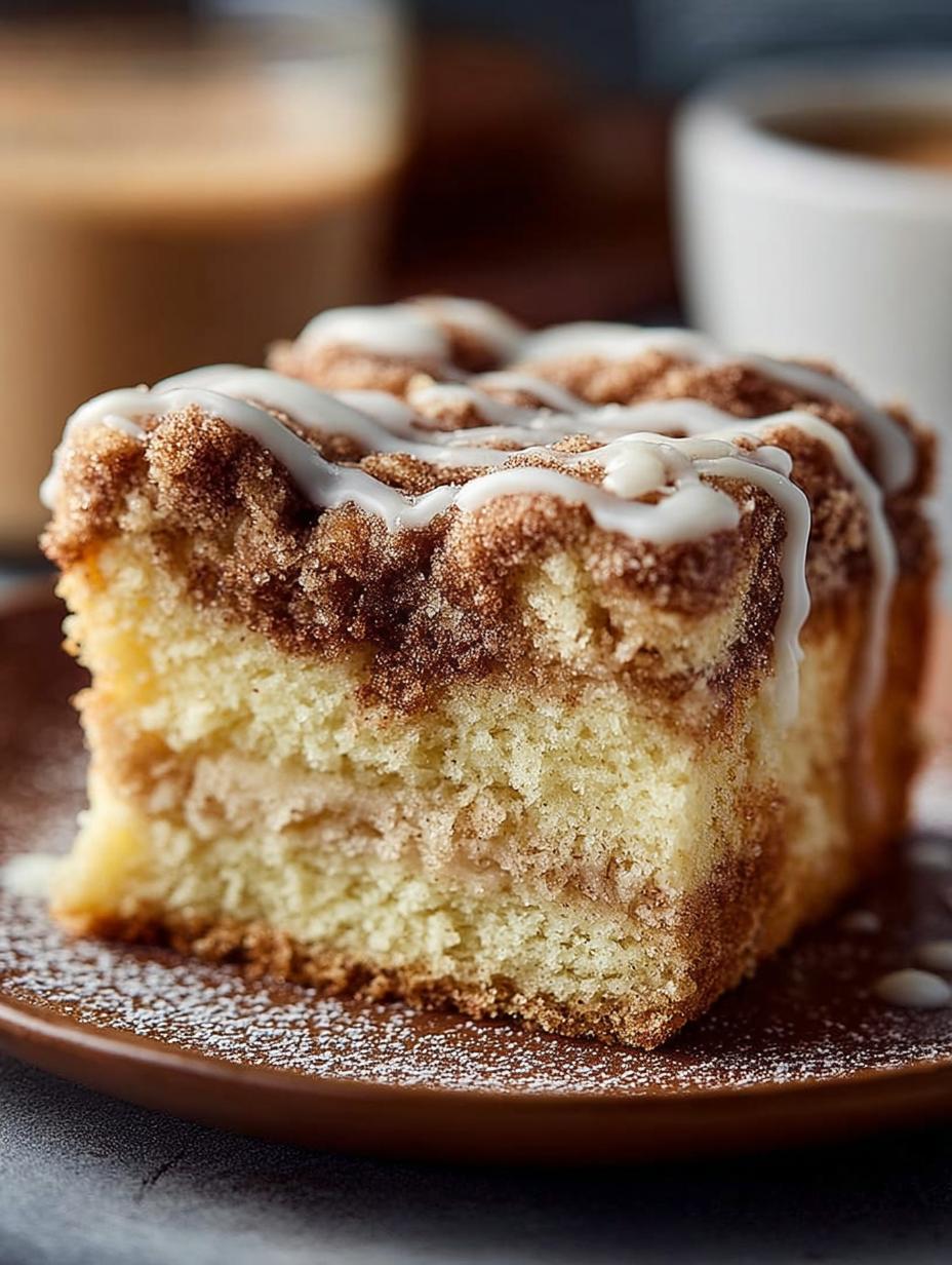 Delicious Copycat Starbucks Coffee Cake served with a cup of coffee