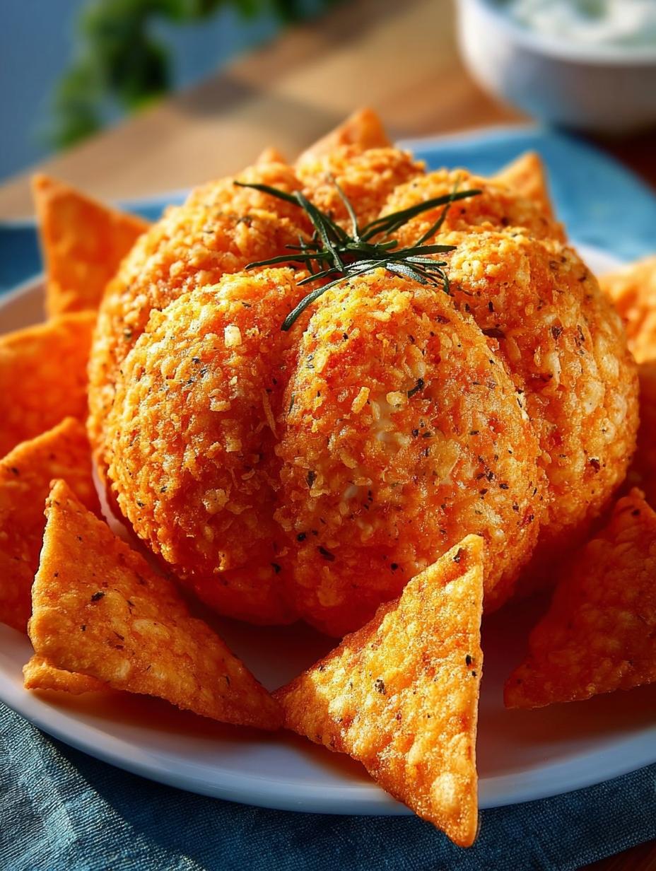Homemade Doritos Pumpkin Shaped Cheese Ball Recipe - Doritos Pumpkin Shaped Cheese - main visual representation