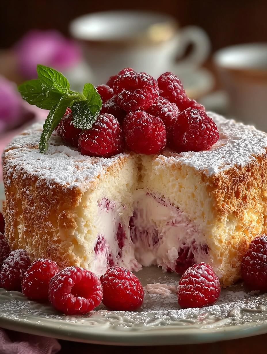 Fluffy Raspberry Angel Food Cake: A Light Delight 4 Fluffy Raspberry Angel Food Cake: A Light Delight - Fluffy Raspberry Angel Food - main visual representation