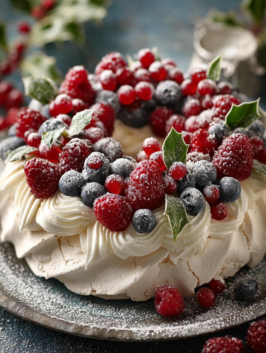 Delightful Holiday Berry Meringue Wreath Recipe - Holiday Berry Meringue Wreath - additional detail