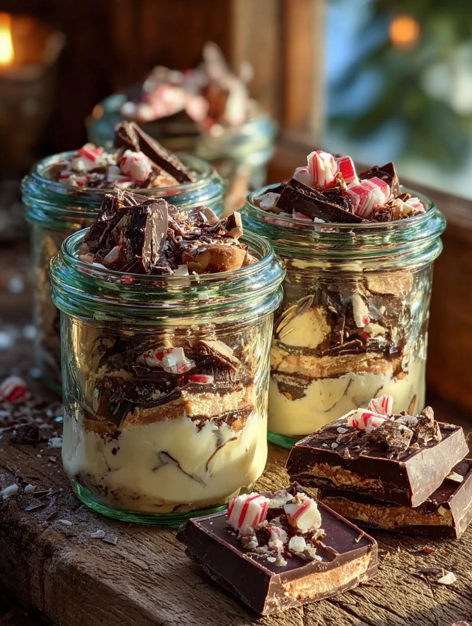 Layered Holiday Bark Jars