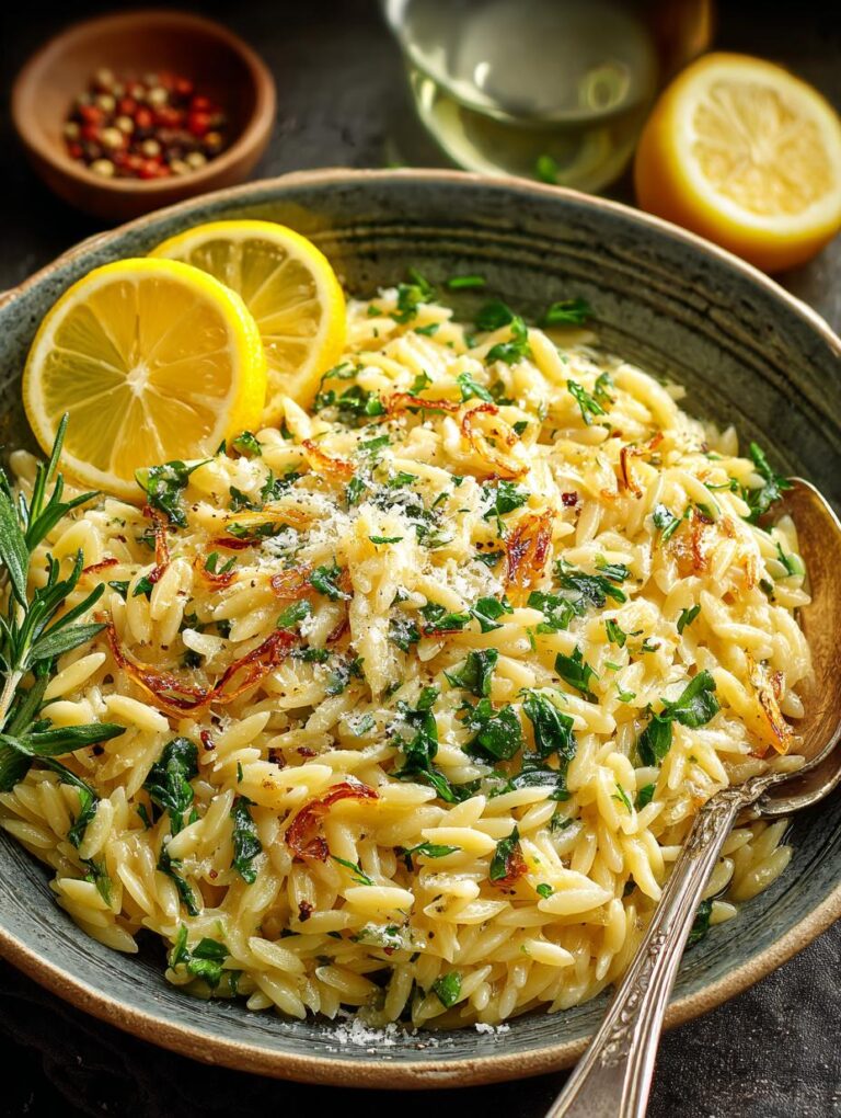 Lemon Garlic Orzo with